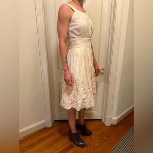 Hazel Eyelet Cream Midi Dress- small